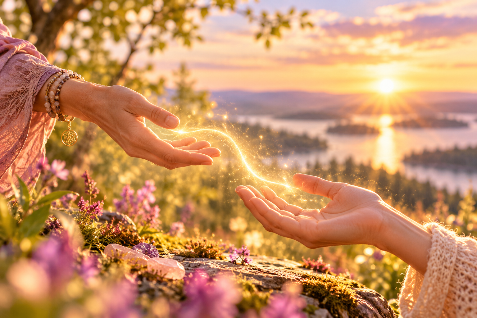 Magische Lichtverbindung bei Sonnenuntergang