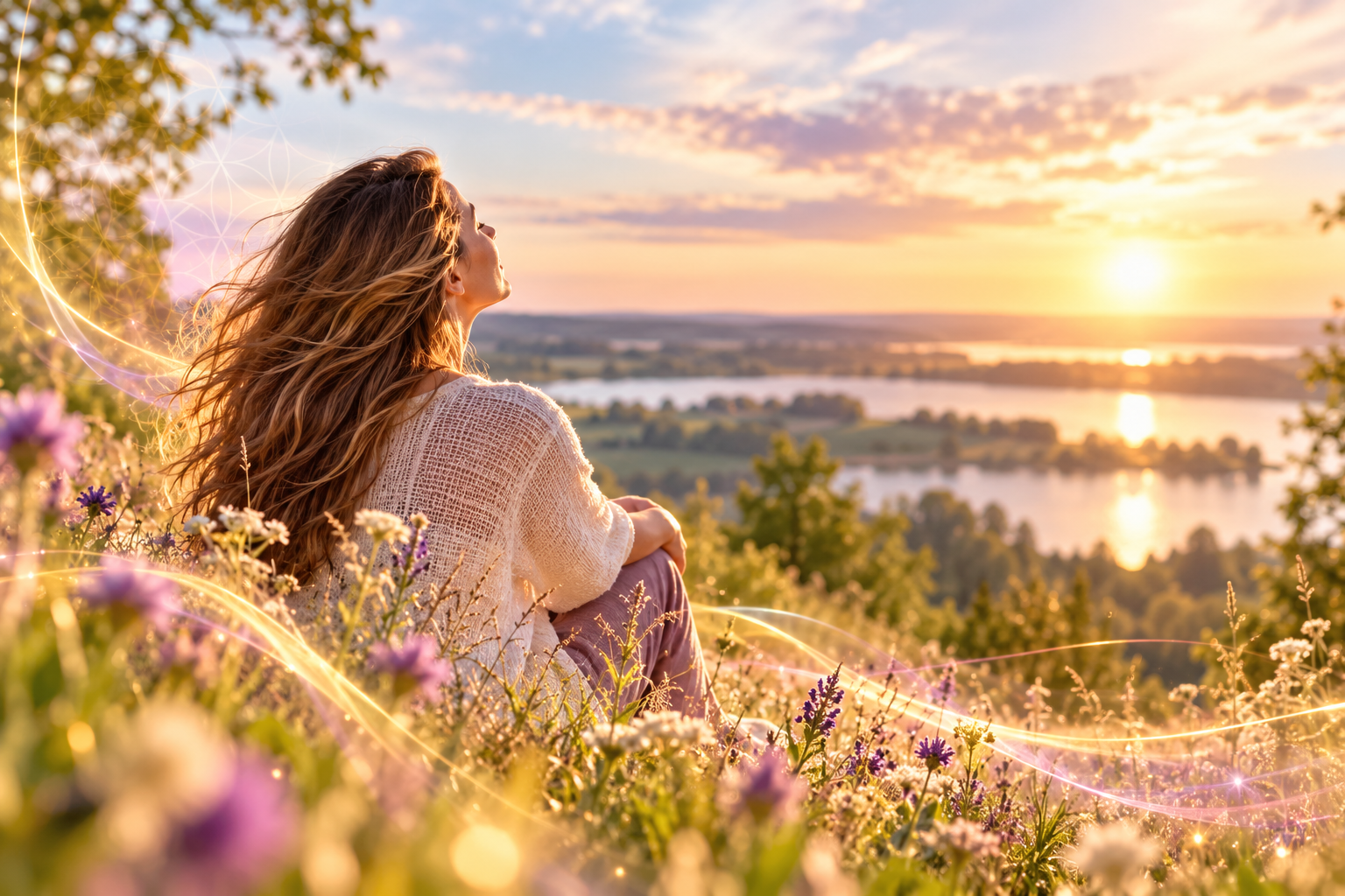 eine Frau draußen in der weiten Natur