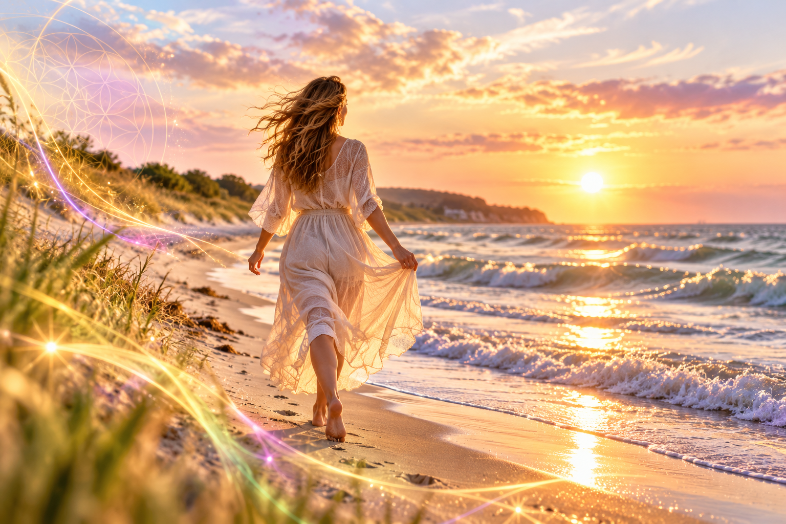 Eine Frau barfuß am Ostseestrand